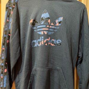 Adidas Navy Hoodie with Multicolor Logo